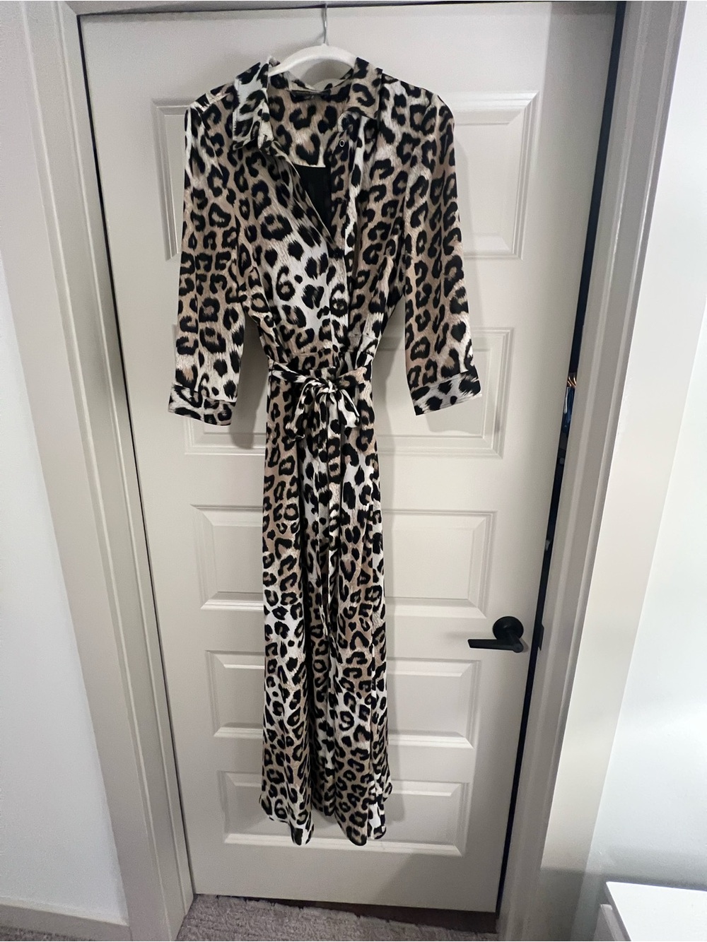 Banana Republic Leopard Print Tie Belt Maxi Dress - Neutral Brown/Black